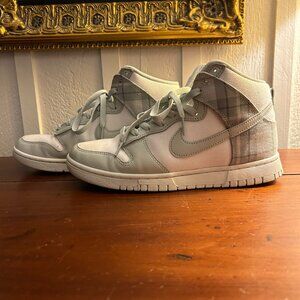 Nike Dunk High SE Tartan Plaid White Light Green Mens Shoes Size 8.5